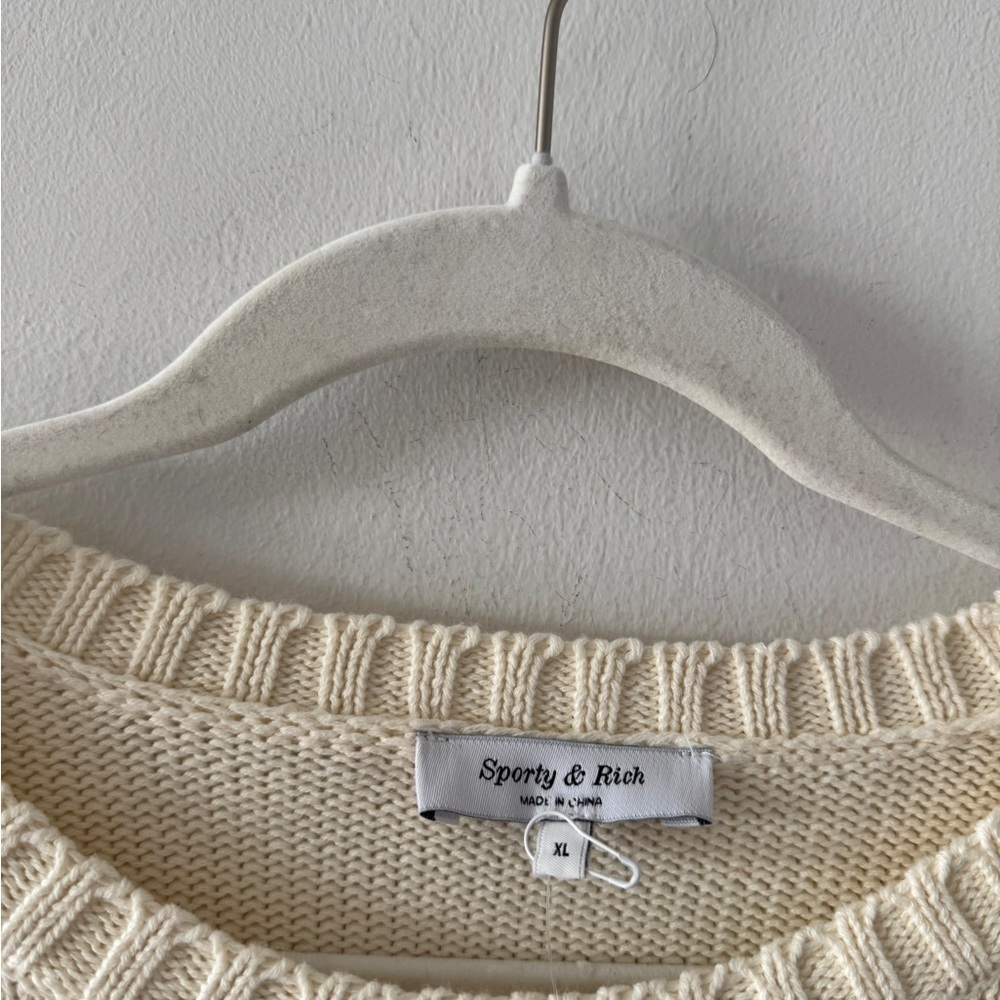 SPORTY & RICH Embroidered Wool Sweater XL - Picture 5 of 6